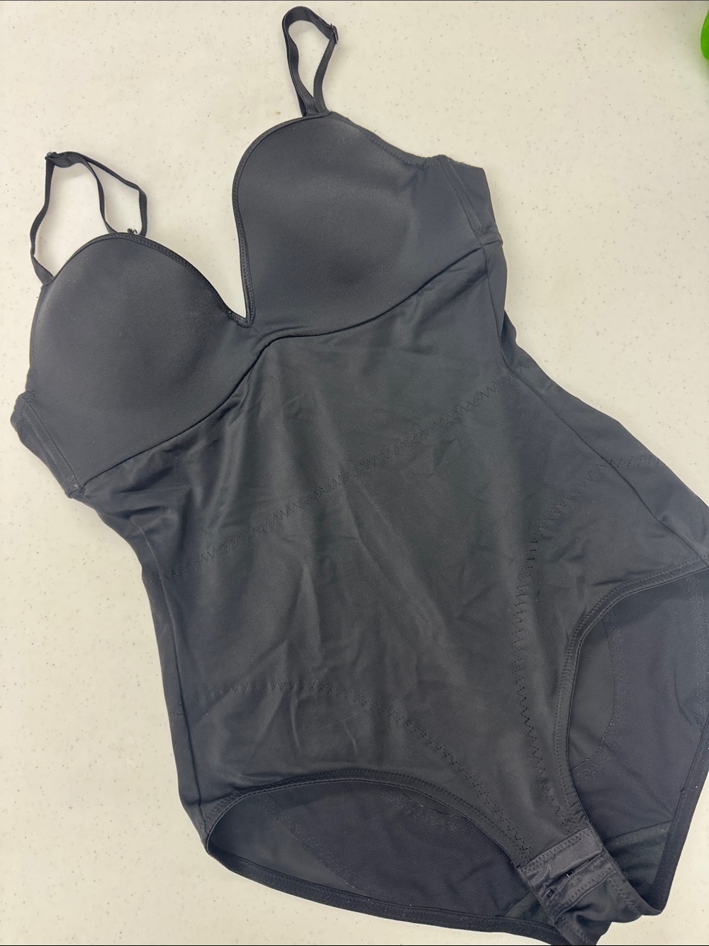 Sculpting Black One-Piece Shapewear Bodysuit with Molded Cups
